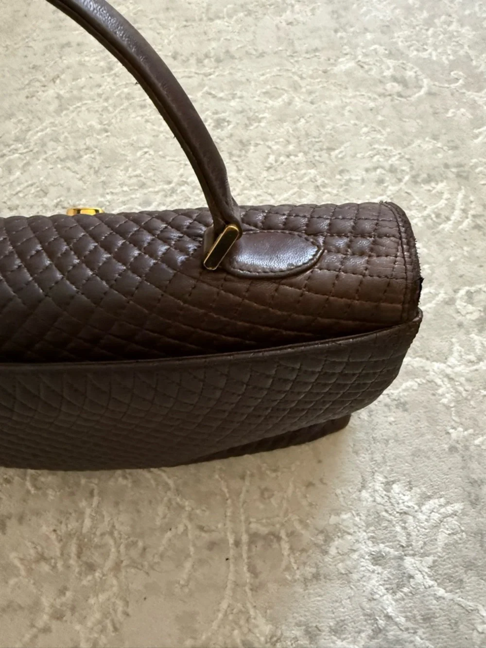 Bally Quilted Leather Satchel
Dark Brown with Gold Hardware - Picture 5 of 14